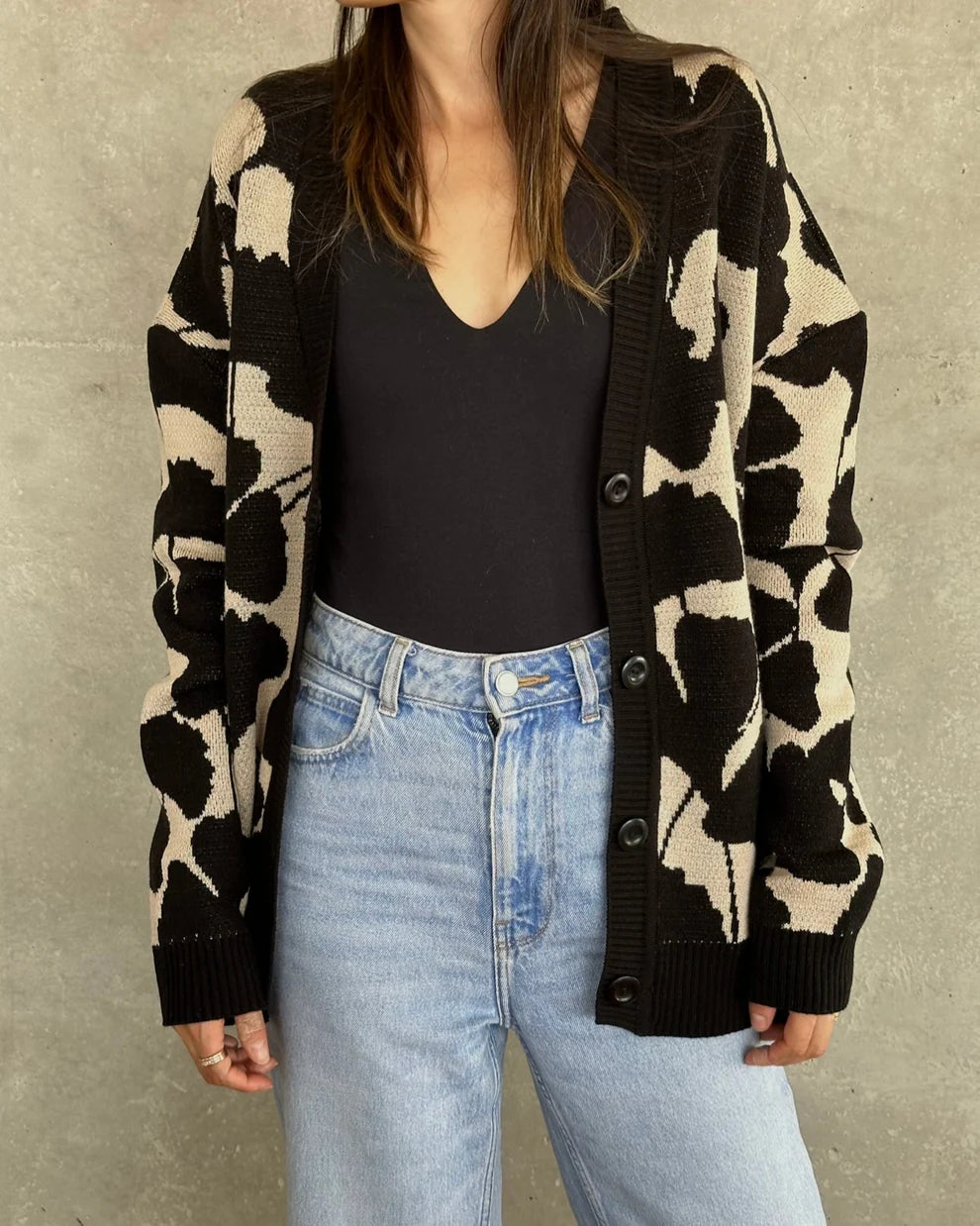 Perfecto Imperfecto Cardigan Beige / Negro Talla S/M #387