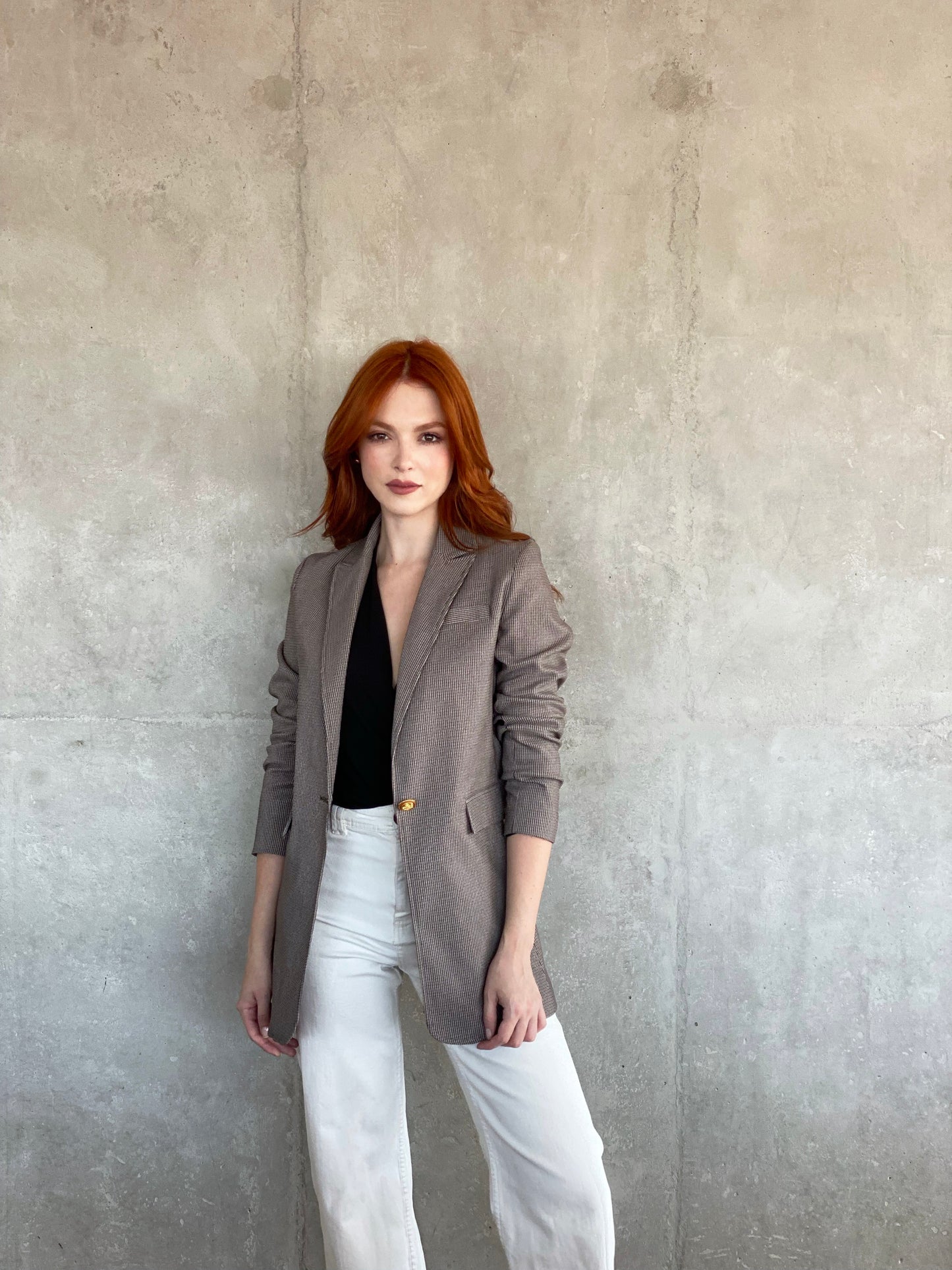 Perfecto Imperfecto Blazer Gallineto Beige/ Azul #15 Talla L