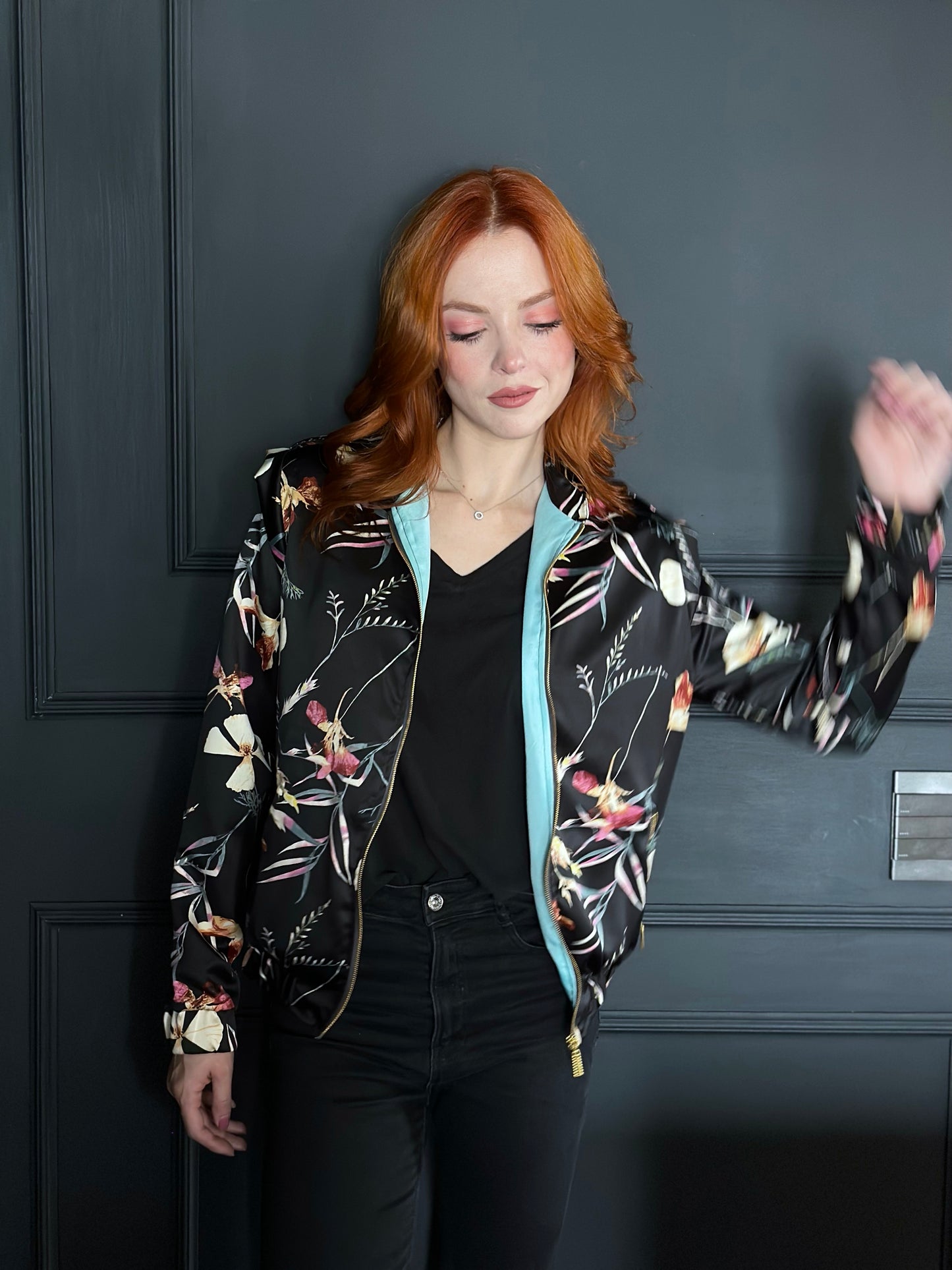Perfecto Imperfecto Rock Jacket Flores Negras #77 Talla S
