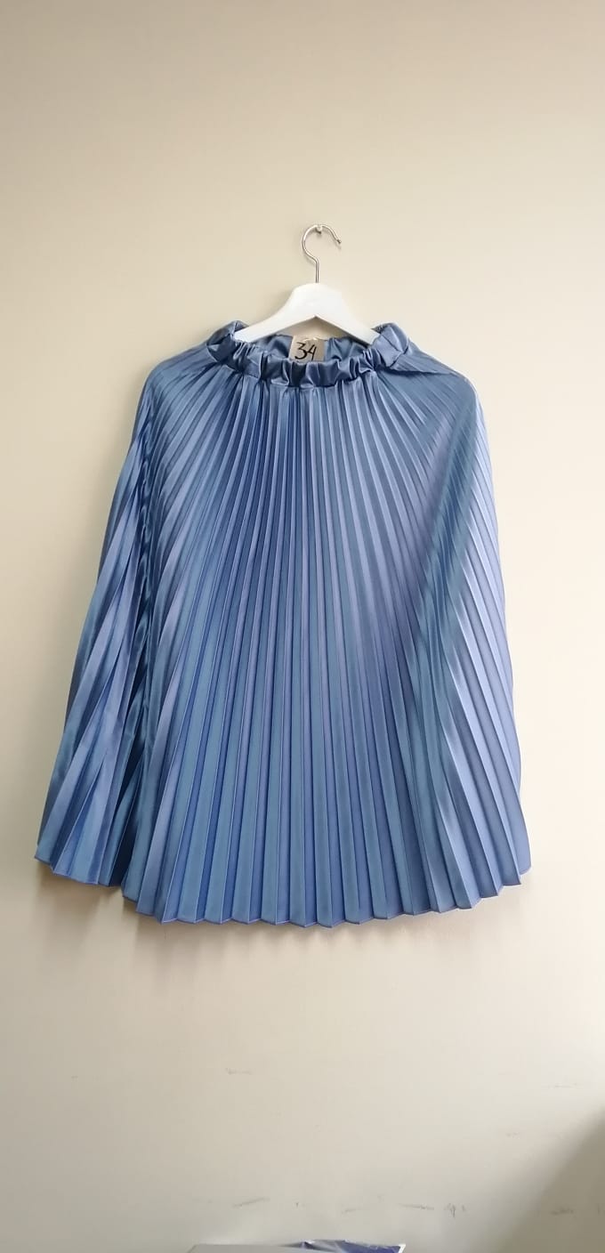 Perfecto Imperfecto Falda Plisada Azul #34 Talla S/M