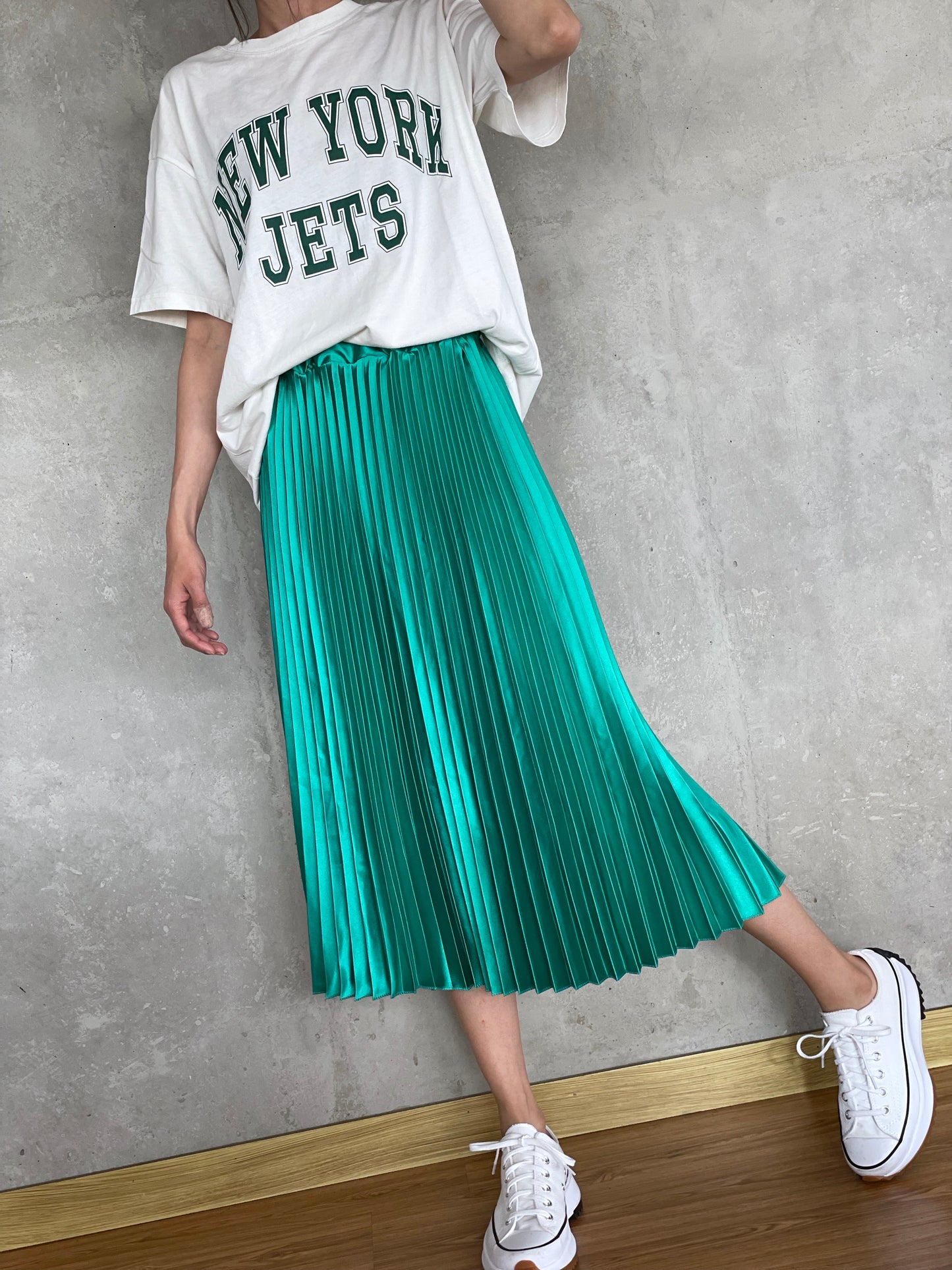 Falda Plisada Verde Turquesa