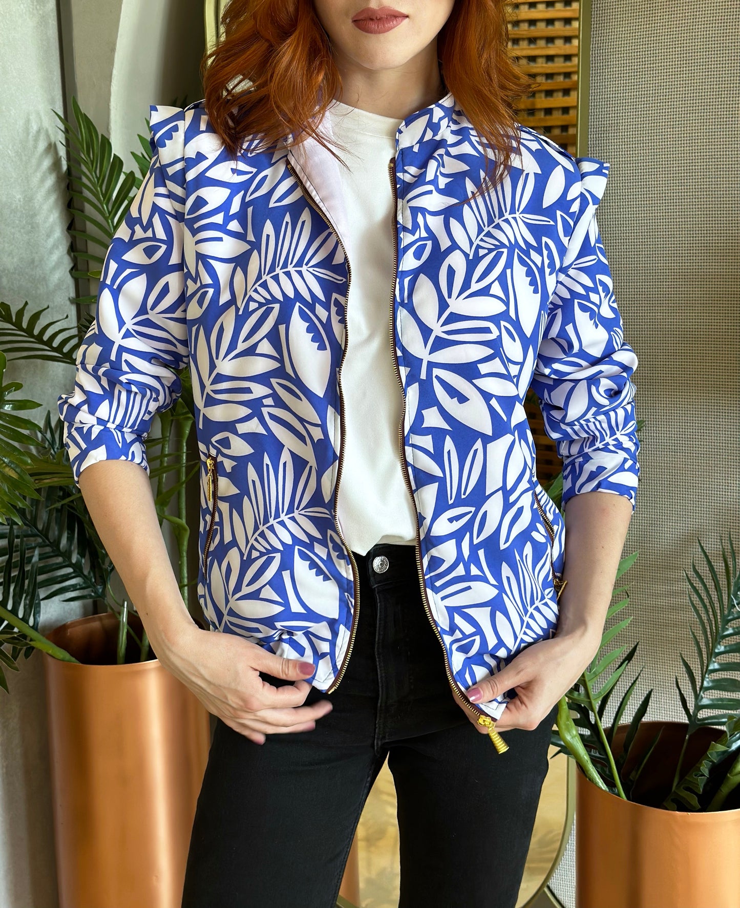 Perfecto Imperfecto Rock Jacket Hojas Azules #70 Talla S