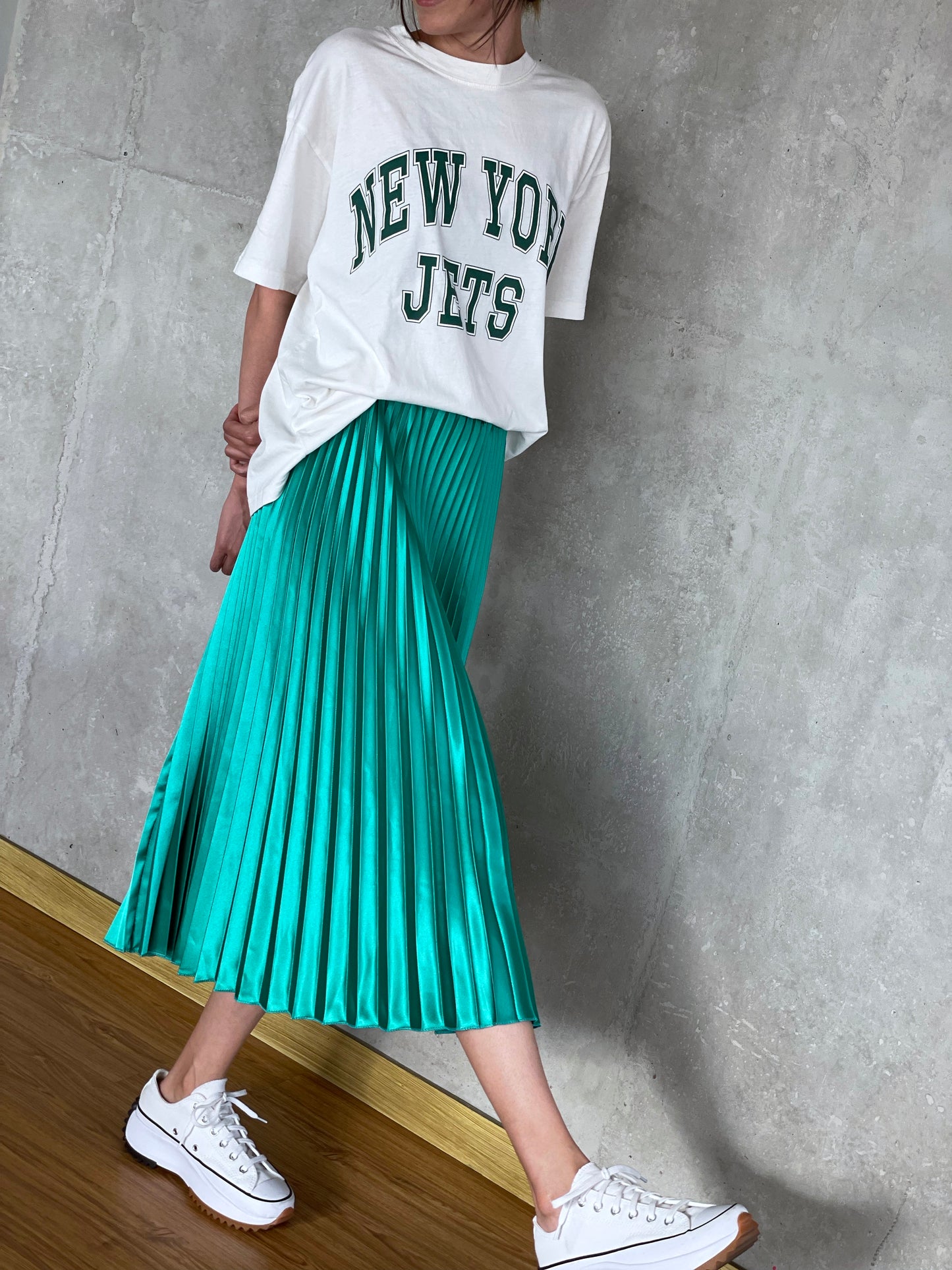 Falda Plisada Verde Turquesa
