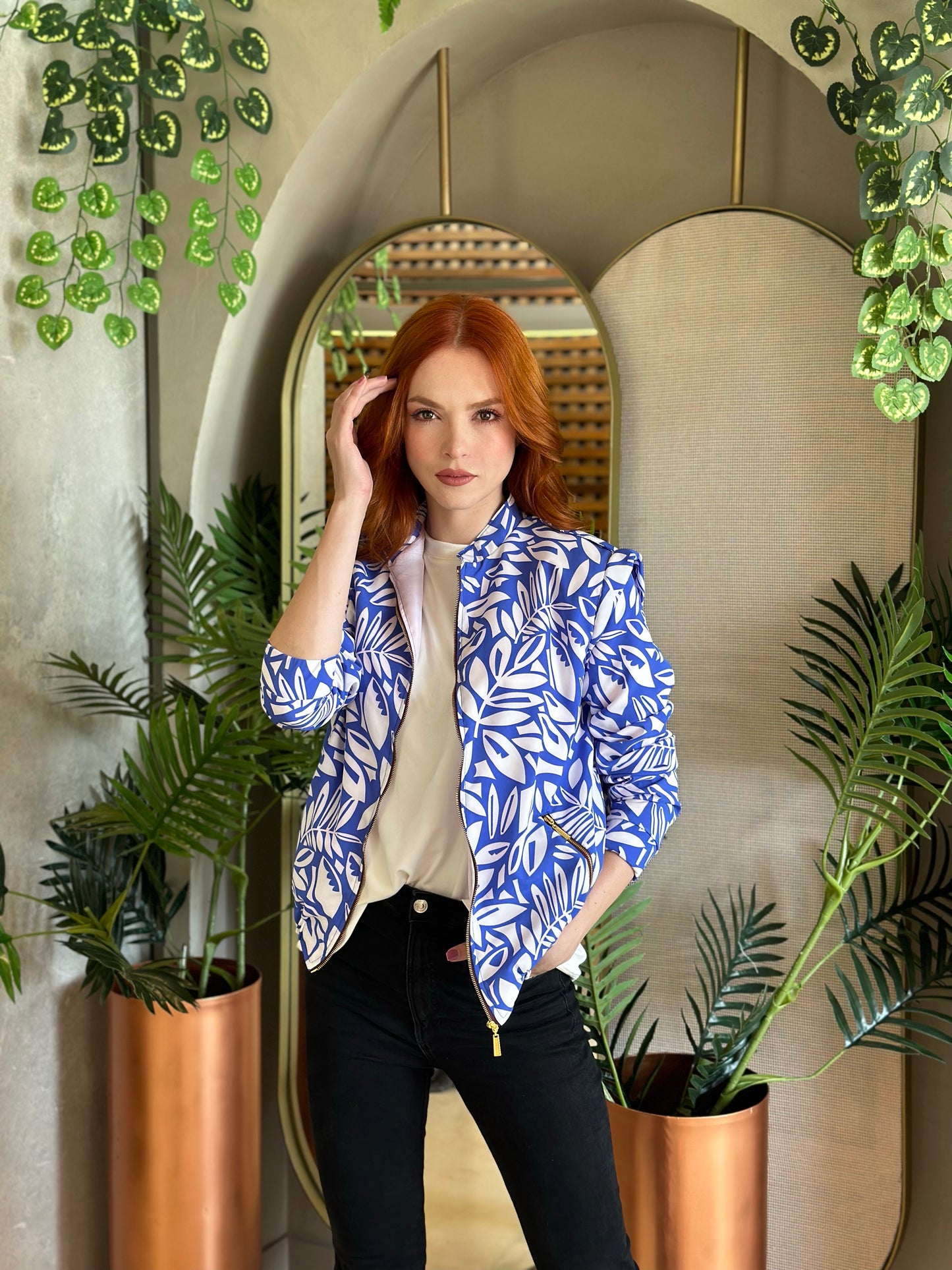 Perfecto Imperfecto Rock Jacket Hojas Azules #76 Talla L