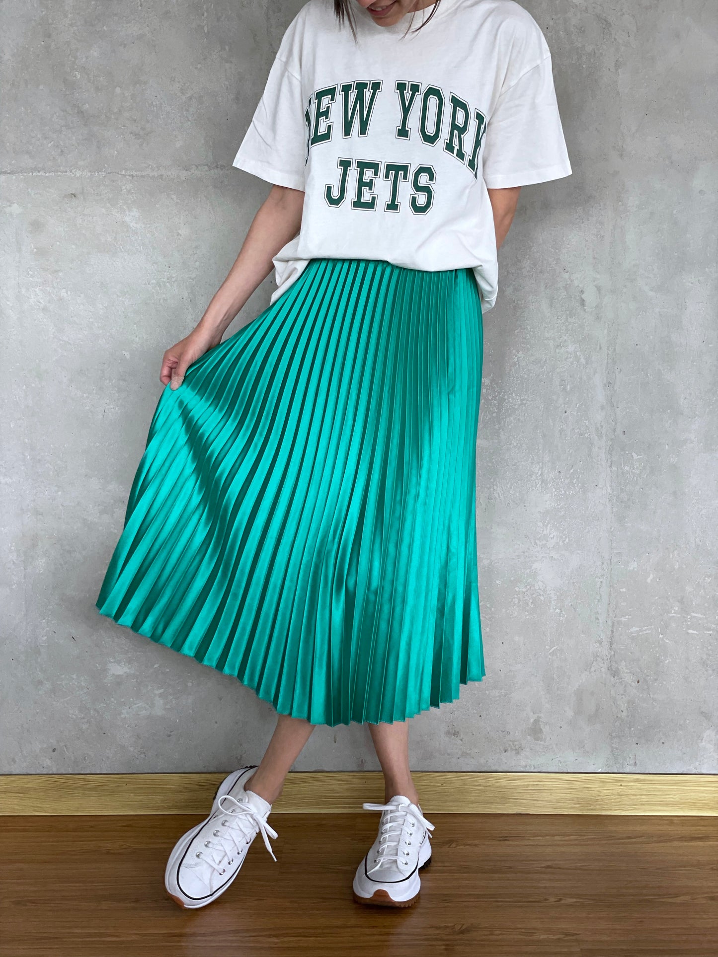 Falda Plisada Verde Turquesa