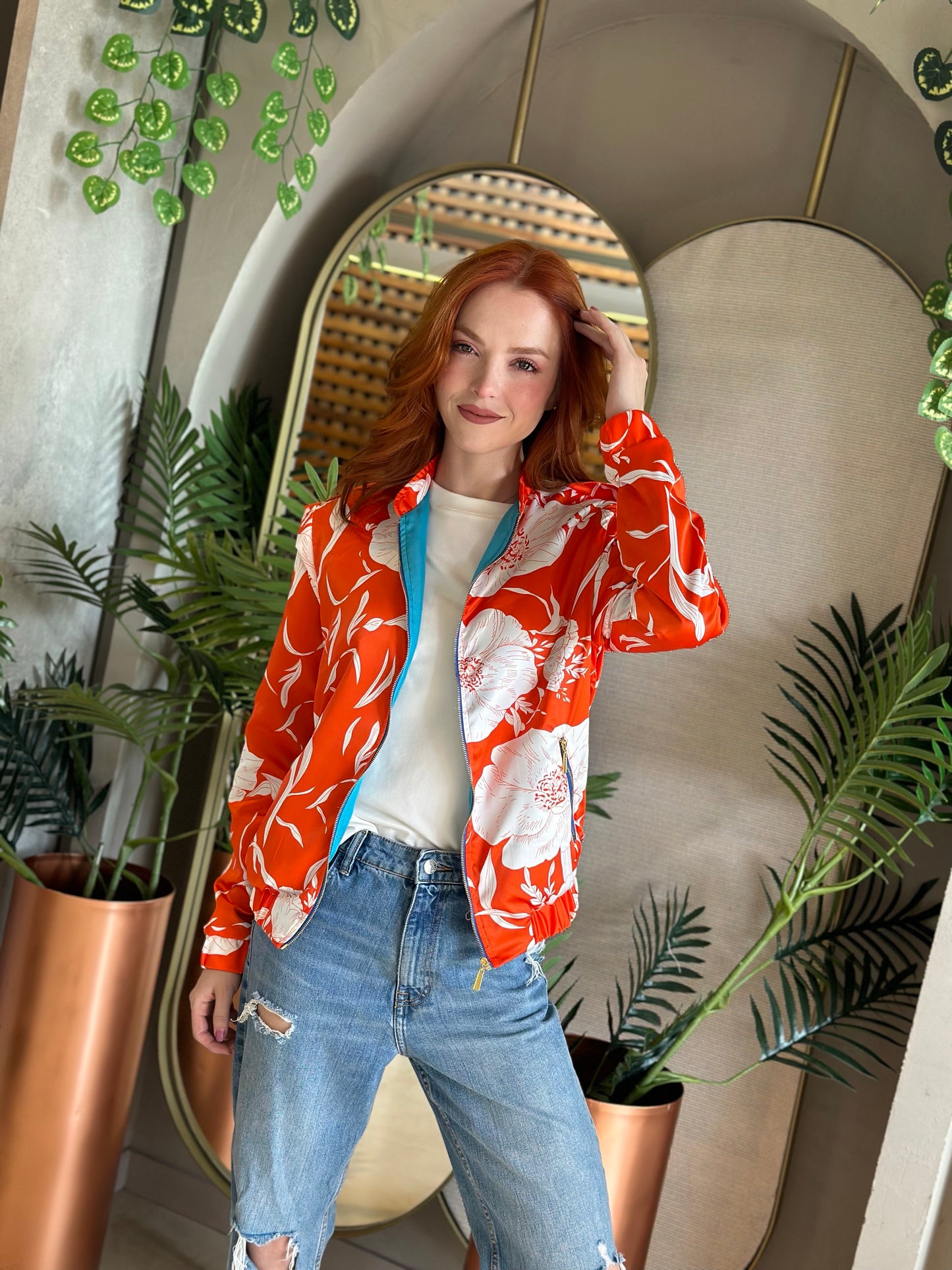 Perfecto Imperfecto Rock Jacket Flores Naranja #69 Talla M