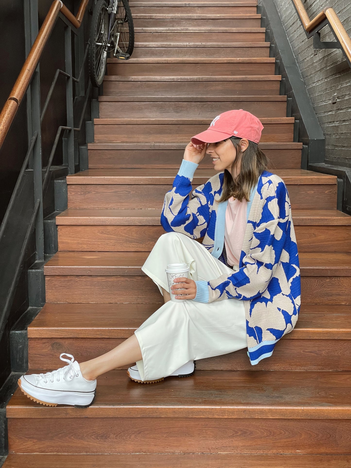 Cardigan Vainilla/ Azul