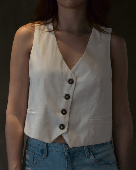 Perfecto Imperfecto Chaleco Marfil Talla L #438