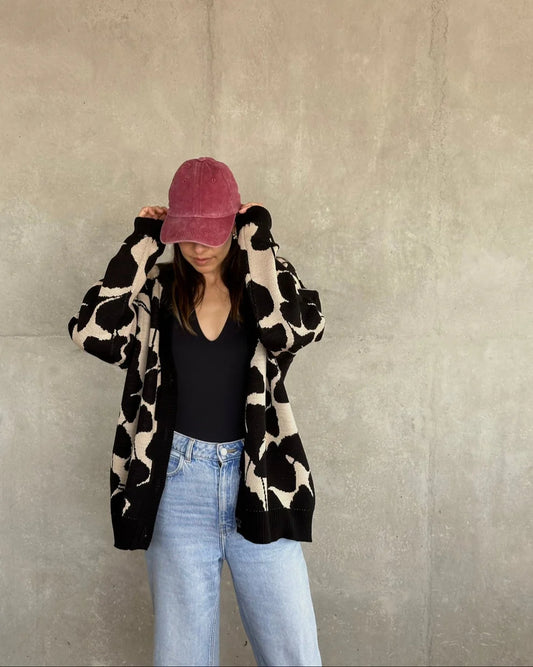 Perfecto Imperfecto Cardigan Beige / Negro  Talla S/M #387